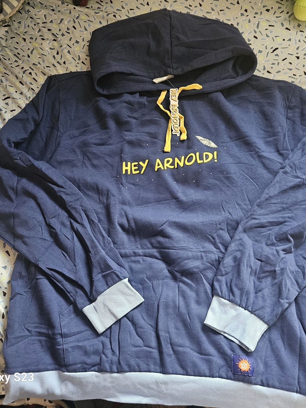 Nickelodeon Hey Arnold! Navy Blue Hoodie with Yellow Accent